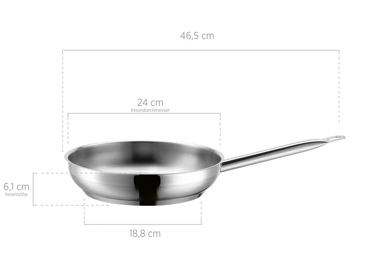 Pro Inox Frying Pan Stainless Steel 18/10 0.7mm | Silver | Stainless Steel 18/10