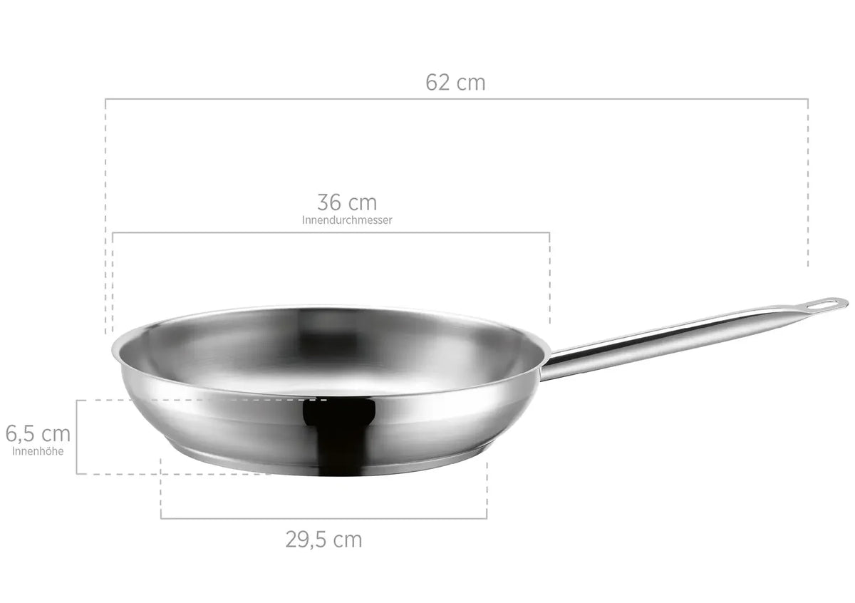 Pro Inox Bratpfanne Edelstahl 18/10 0,7mm | Silber | Edelstahl 18/10