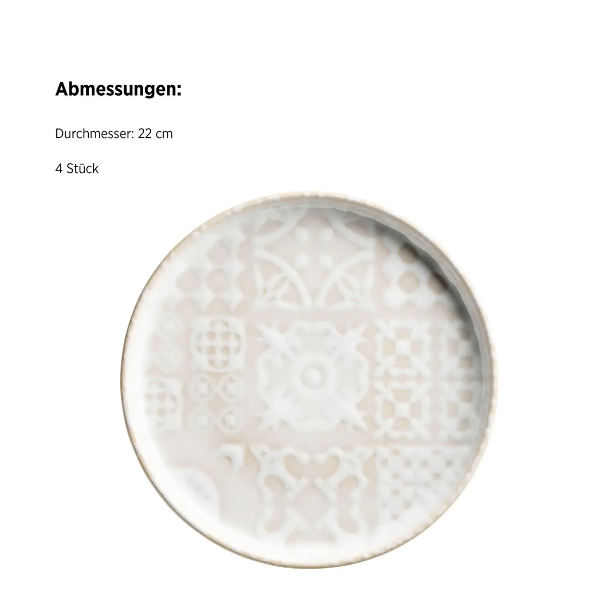 Azulejo Blanc Dessertteller UNO. | 4-tlg. | Weiß | Steinzeug | Made in Portugal