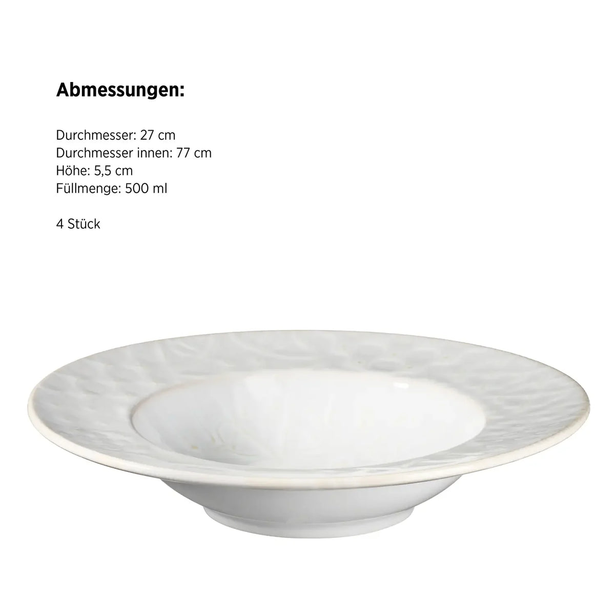 Azulejo Blanc Pastateller | 4-tlg. | Weiß | Steinzeug | Made in Portugal