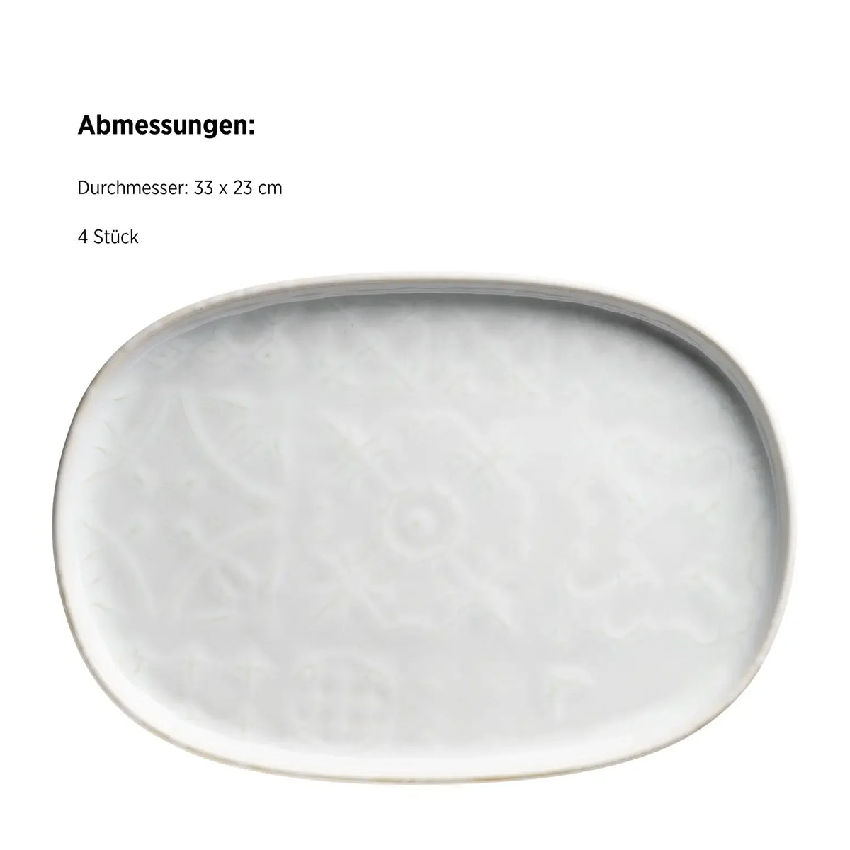 Azulejo Blanc Platte oval UNO. | 4-tlg. | Weiß | Steinzeug | Made in Portugal