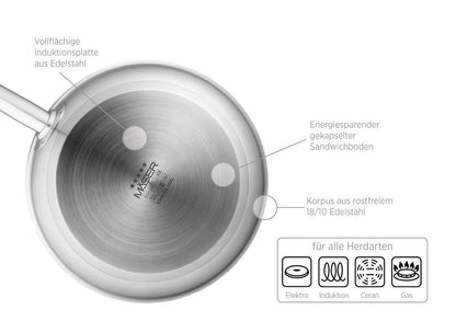 Pro Inox Bratpfanne Edelstahl 18/10 0,7mm | Silber | Edelstahl 18/10