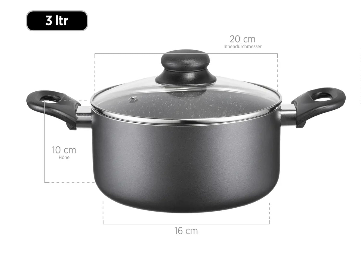 Solido Cookware Set | 6-piece | Black | Pressed Aluminum