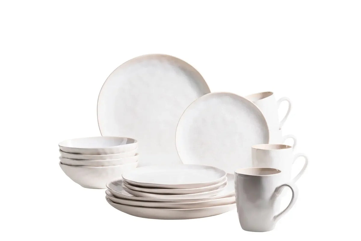 Nordic Frost Dinnerware Set | 16-piece | White | Stoneware