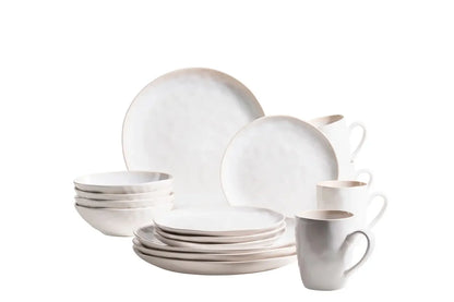 Nordic Frost Dinnerware Set | 16-piece | White | Stoneware