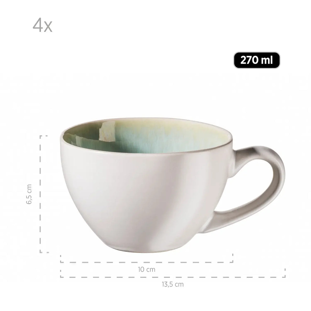 Nordic Frost Coffee Cup Set | 8-piece | Green | Stoneware