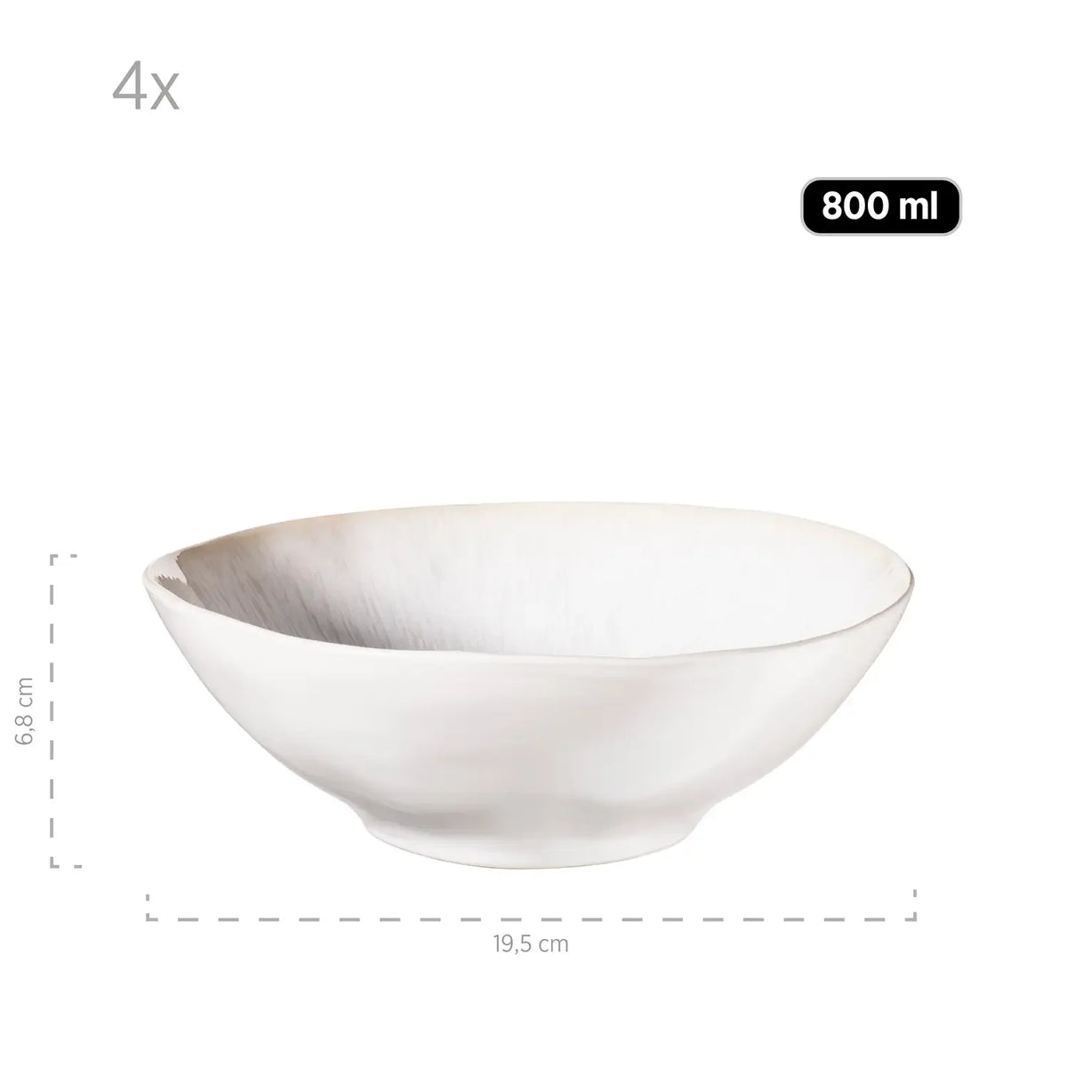 Nordic Frost Ensemble de bols | 9 pièces | Blanc | Grès