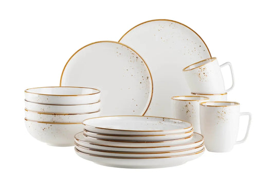 Riviera Kombiset | 16-tlg. | Weiß / Braun | Porzellan