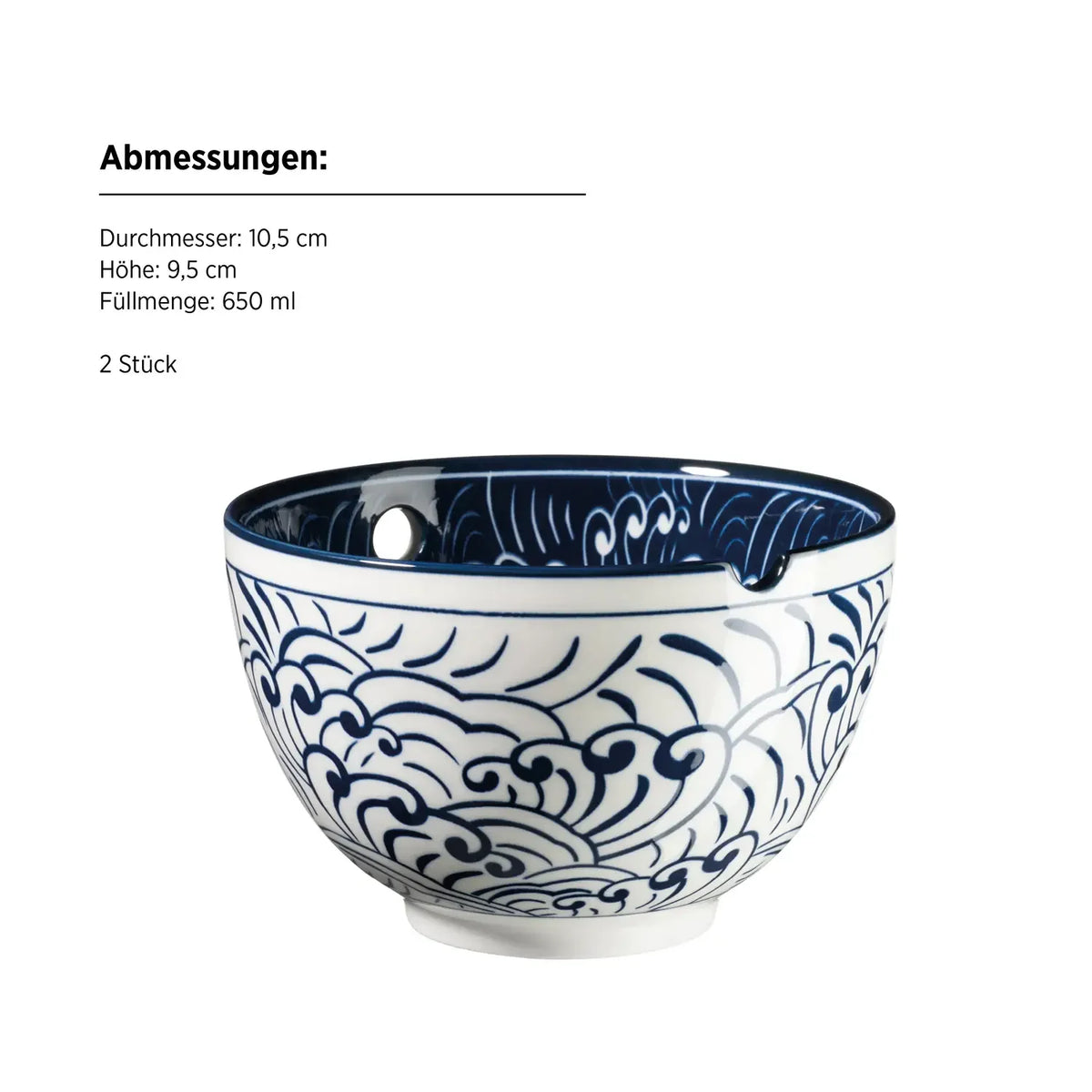 Service de bols Kyoto "Culinary Delight", avec baguettes, 2 décors | 8 pièces | Bleu | Porcelaine