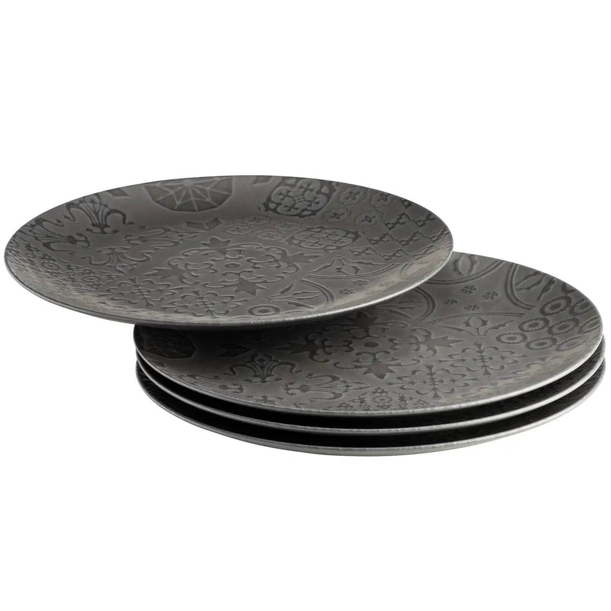 Azulejo Noir Platztellerset | 4-tlg. | Schwarz | Steinzeug | Made in Portugal