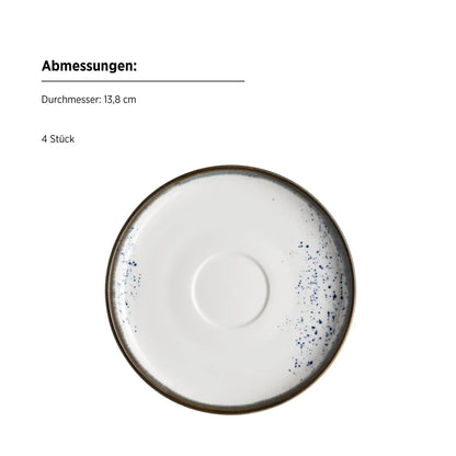Tasses à café Riviera pois bleus | 8 pièces | Blanc / Bleu | Porcelaine