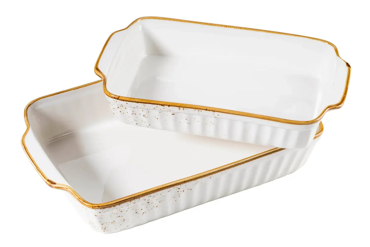 Riviera Auflaufform | 2-tlg. | Weiss / Braun | Porzellan