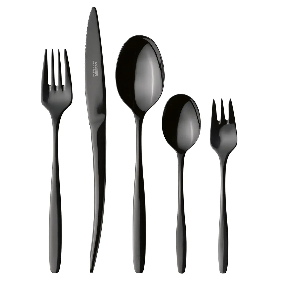 Obsidian Besteckgarnitur, Shiny black 18/10 | 30-tlg. | Schwarz | Edelstahl 18/10 | Made in Portugal