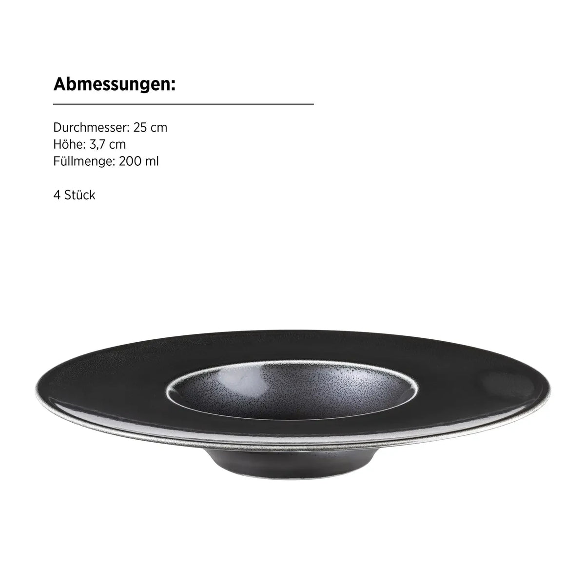 Noir Gourmetteller | 4-tlg. | Schwarz | Porzellan | Made in Portugal
