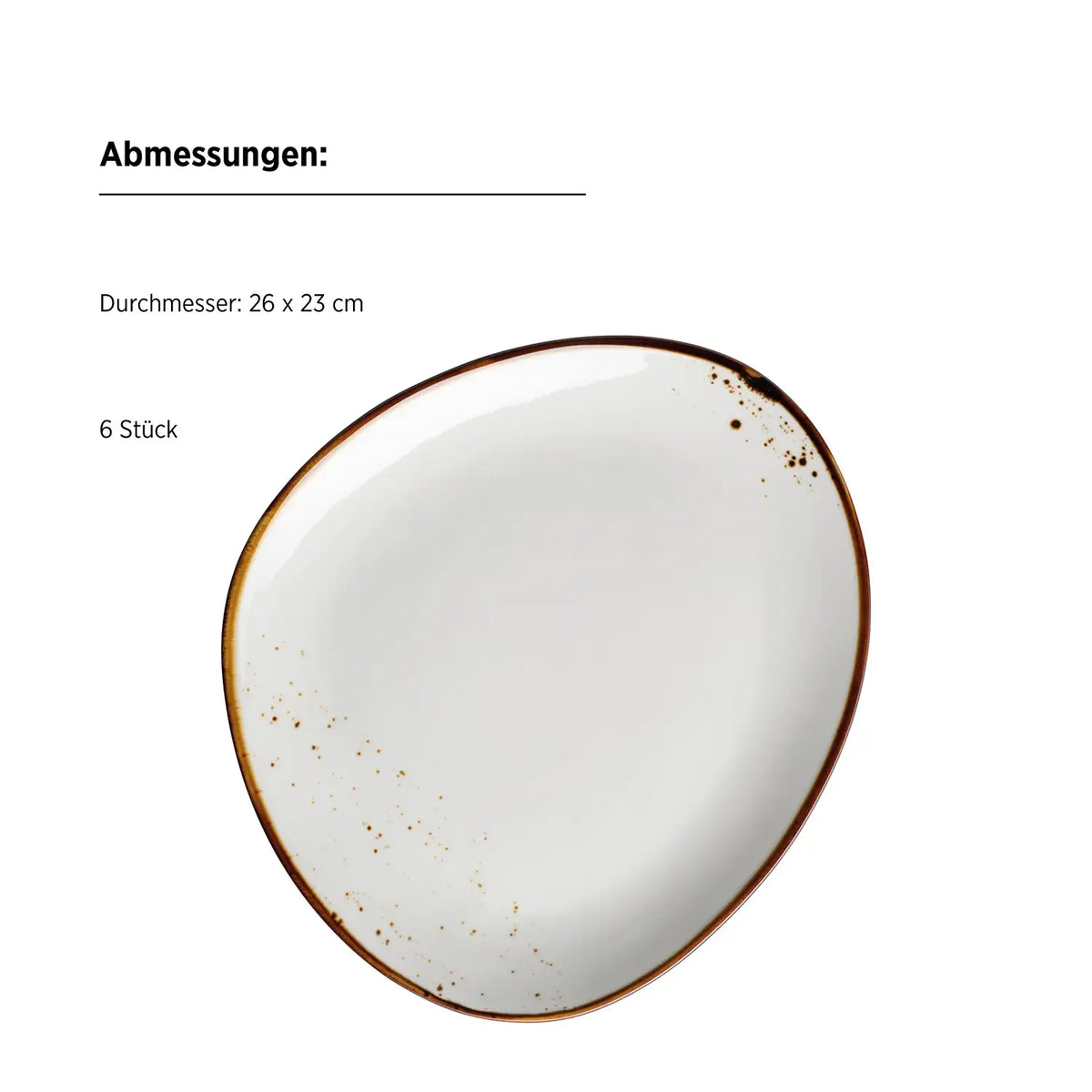 Riviera Teller oval | 6-tlg. | Weiss / Braun | Porzellan