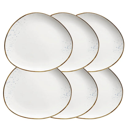 Riviera Teller oval | 6-tlg. | Weiss / Braun | Porzellan