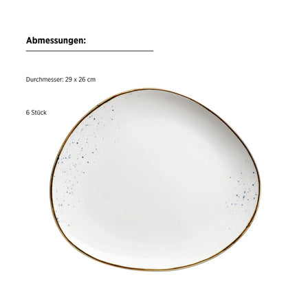 Riviera Teller oval | 6-tlg. | Weiss / Braun | Porzellan
