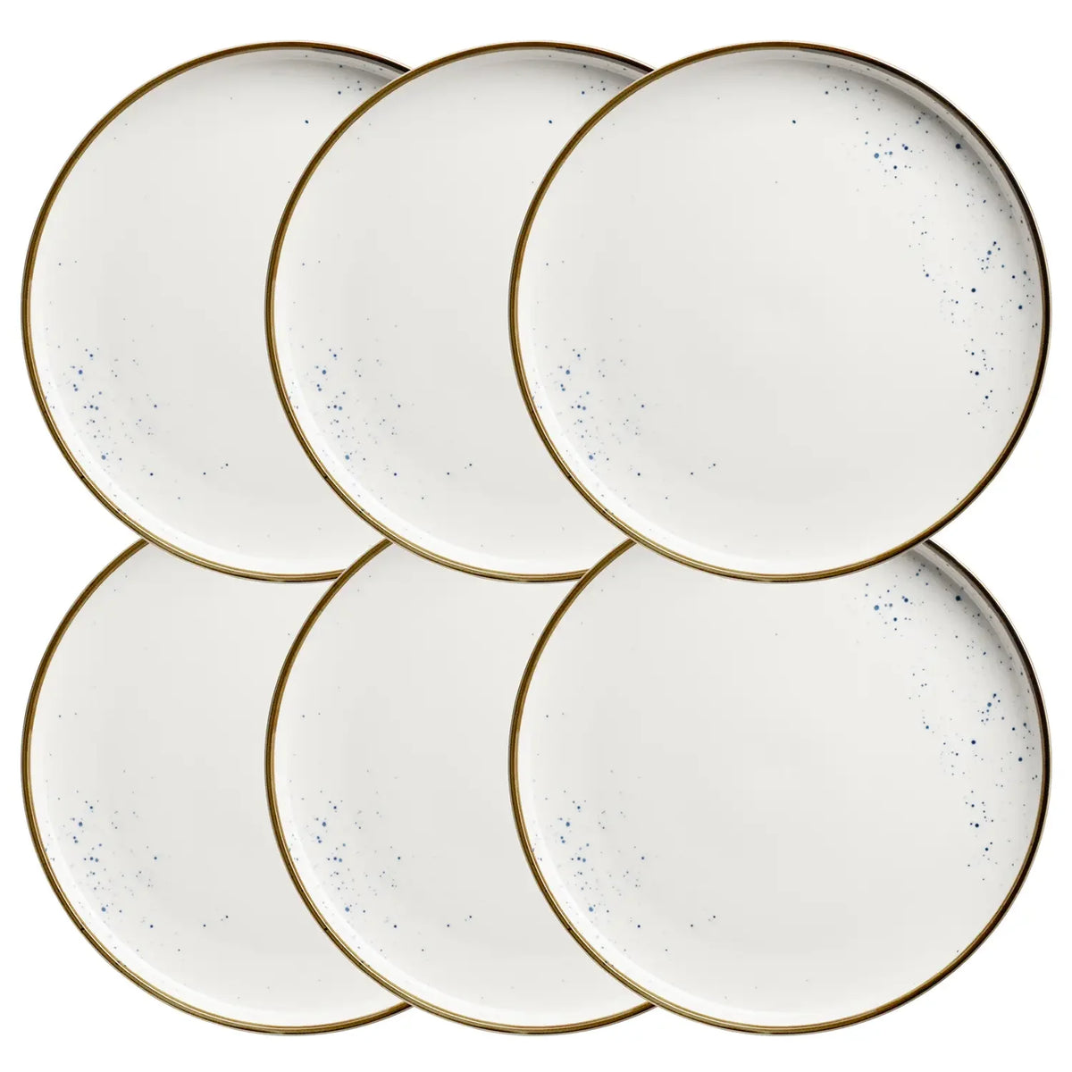 Riviera Teller flach | 6-tlg. | Weiss / Braun | Porzellan