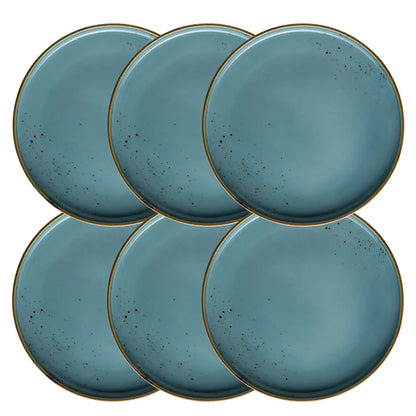 Riviera Teller flach | 6-tlg. | Blau | Porzellan