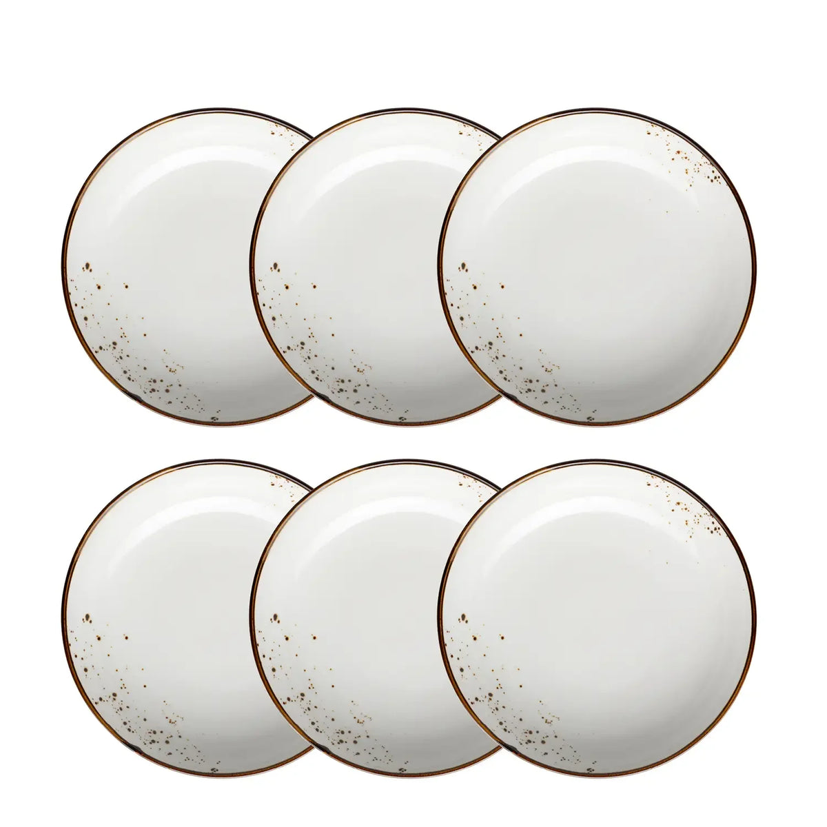 Riviera Teller tief | 6-tlg. | Weiss / Braun | Porzellan