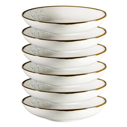 Riviera Teller tief | 6-tlg. | Weiss / Braun | Porzellan