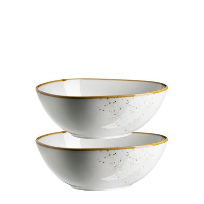 Riviera Schüssel oval | 2-tlg. | Weiss / Braun | Porzellan