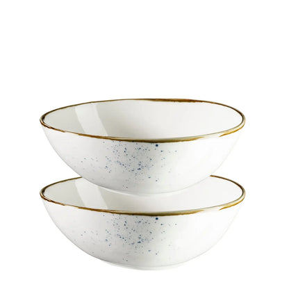 Riviera Schüssel oval | 2-tlg. | Weiss / Braun | Porzellan
