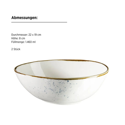 Riviera Schüssel oval | 2-tlg. | Weiss / Braun | Porzellan