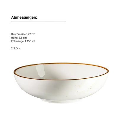 Riviera Schüssel | 2-tlg. | Weiss / Braun | Porzellan