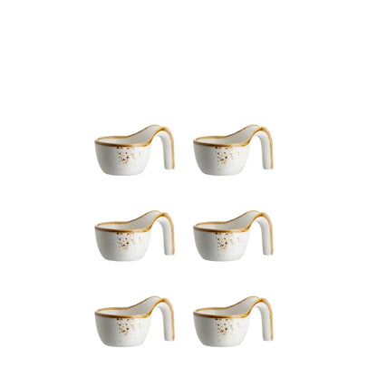 Riviera Gourmetlöffel | 6-tlg. | Weiss / Braun | Porzellan