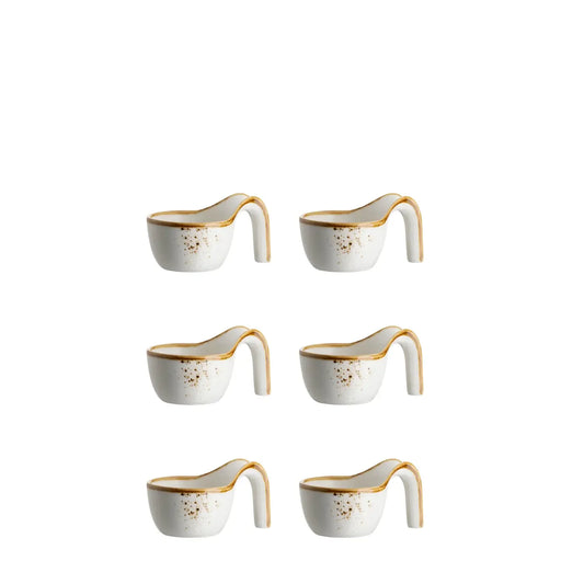 Riviera Gourmetlöffel | 6-tlg. | Weiss / Braun | Porzellan