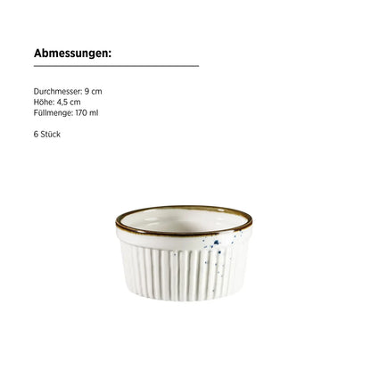 Riviera Ramekin Blue Dots | 6-piece | White / Blue | Porcelain