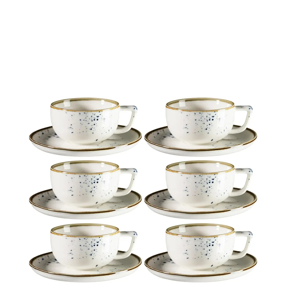 Riviera Tasses à expresso et soucoupes à pois bleus | 12 pièces | Blanc / Bleu | Porcelaine