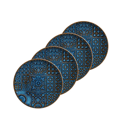 Assiette à dessert Azulejo Blu. | Lot de 4 | Bleu | Grès | Fabriqué au Portugal