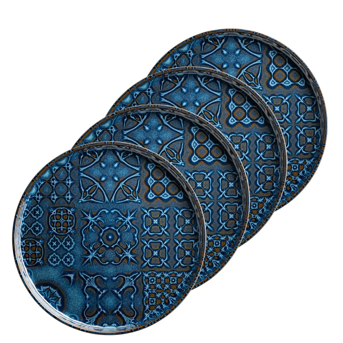 Azulejo Blu Flat Plate UNO | 4-piece | Blue | Stoneware | Made in Portugal