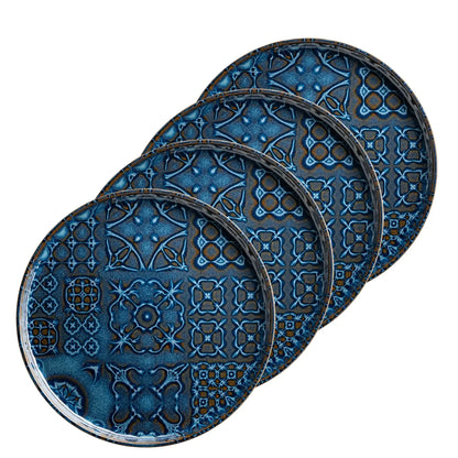 Azulejo Blu Flat Plate UNO | 4-piece | Blue | Stoneware | Made in Portugal