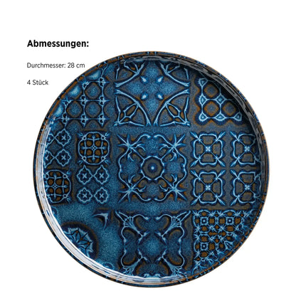 Azulejo Blu Flat Plate UNO | 4-piece | Blue | Stoneware | Made in Portugal