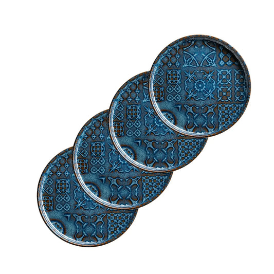 Azulejo Blu Dessertteller UNO. | 4-tlg. | Blau | Steinzeug | Made in Portugal