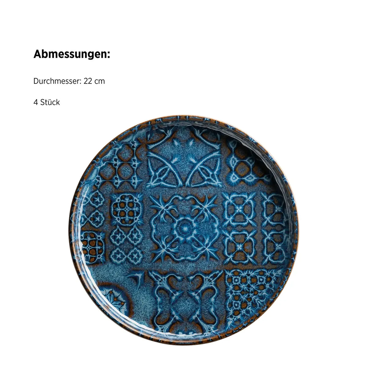 Azulejo Blu Dessertteller UNO. | 4-tlg. | Blau | Steinzeug | Made in Portugal