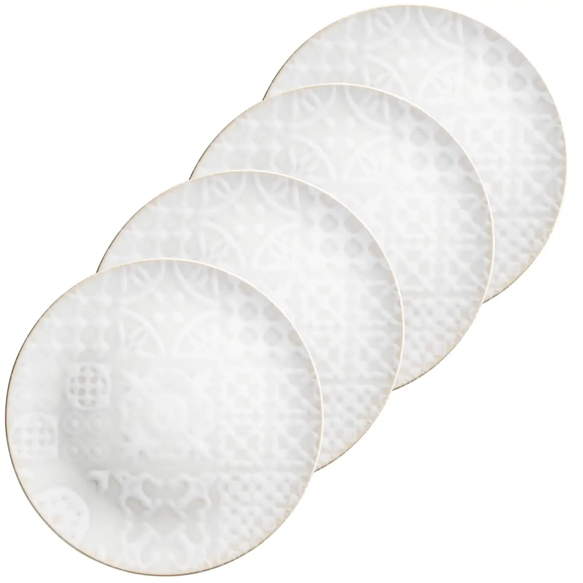 Azulejo Blanc Teller flach | 4-tlg. | Weiß | Steinzeug | Made in Portugal