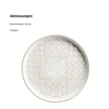 Azulejo Blanc Dessertteller UNO. | 4-tlg. | Weiß | Steinzeug | Made in Portugal