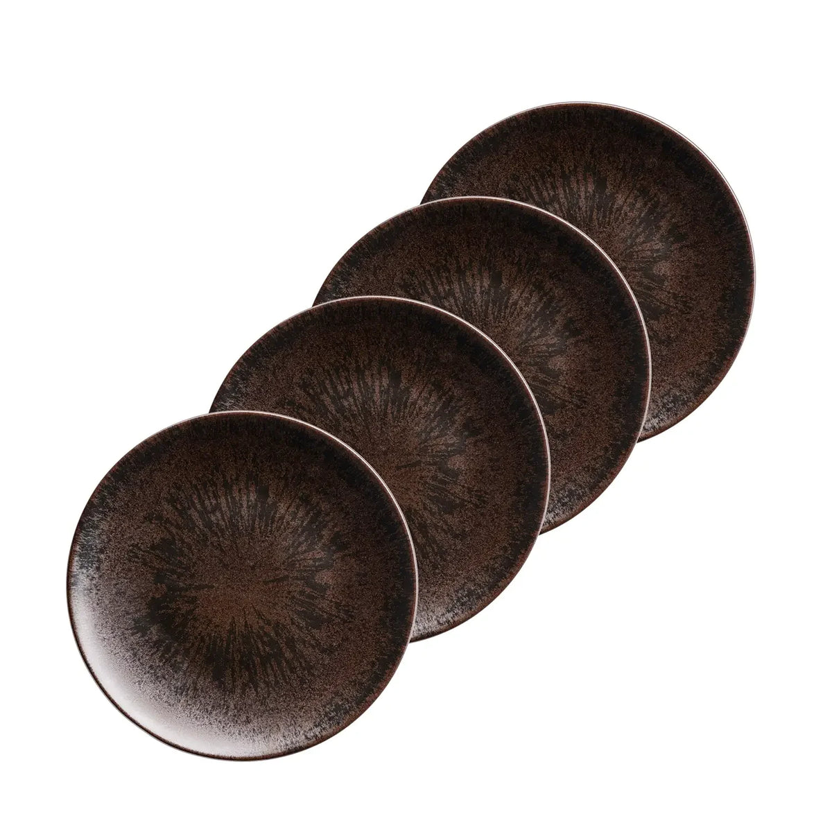 Bronzo Dessertteller. | 4-tlg. | Schwarz | Steinzeug | Made in Portugal