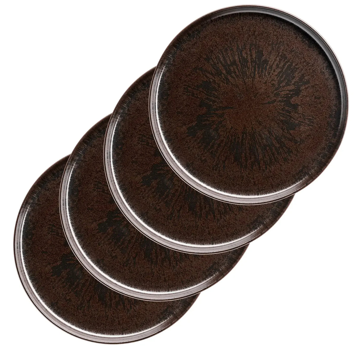 Bronzo Plates flat | 4-pc. | Black | Stoneware | Made in Portugal