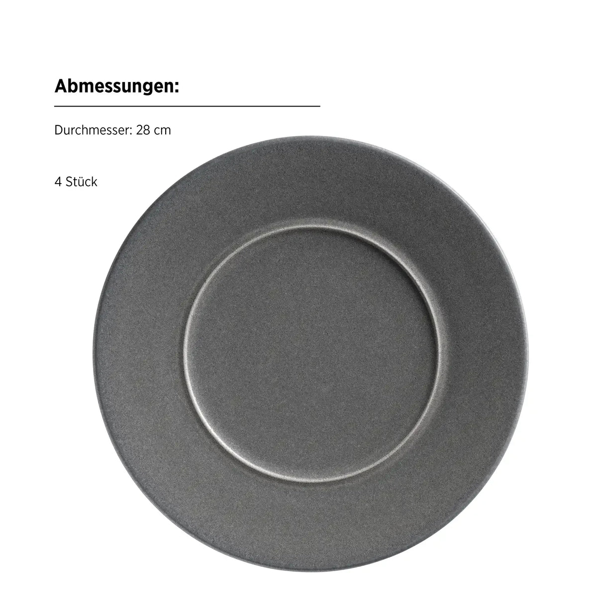 Uniq Plate flat | 4 pcs. | Anthracite | Stoneware | Made in Portugal
