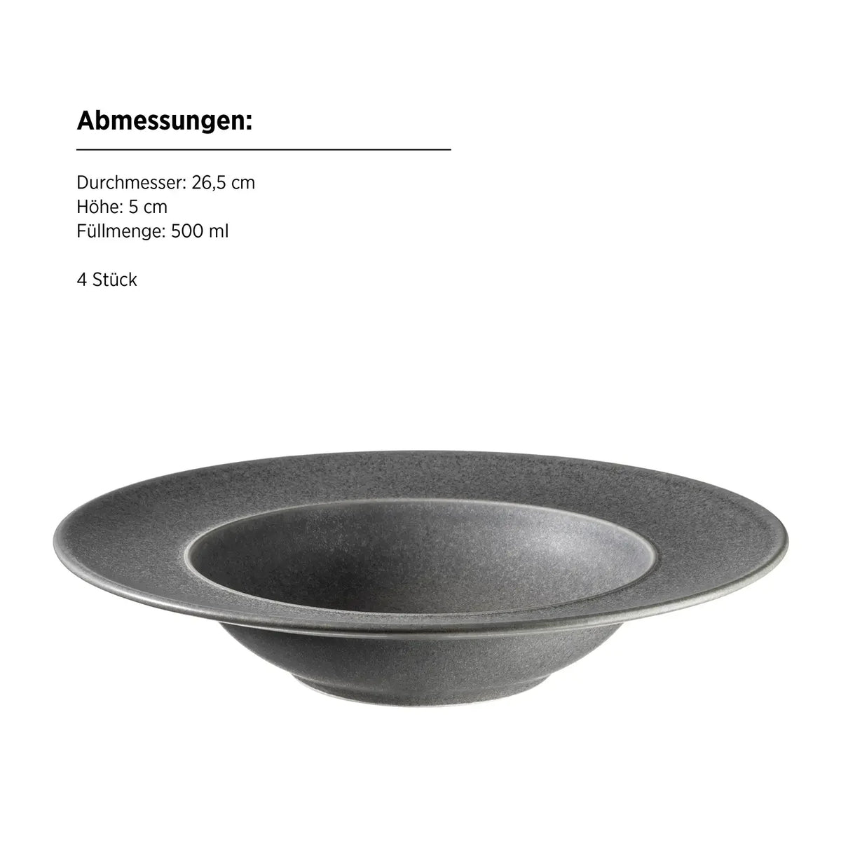 Uniq Pastateller | 4-tlg. | Anthrazit | Steinzeug | Made in Portugal