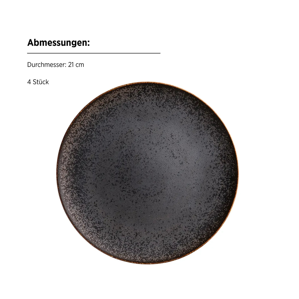 Forte Dessertteller | 4-tlg. | Schwarz / Braun | Porzellan | Made in Portugal