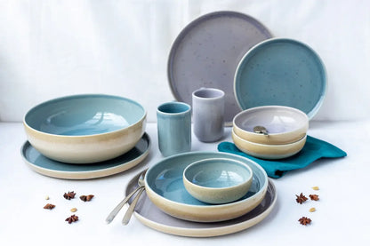 Set de saladiers Pastello | 5 pièces | Bleu | Grès | Fabriqué au Portugal