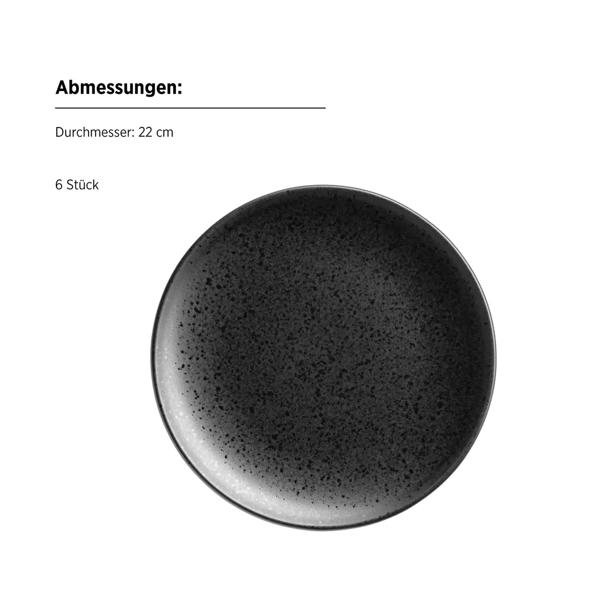 Purist Dessertteller | 6-tlg. | Schwarz | Steinzeug | Made in Portugal