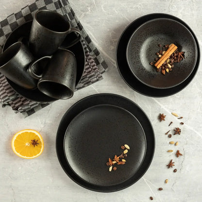 Purist Dessertteller | 6-tlg. | Schwarz | Steinzeug | Made in Portugal