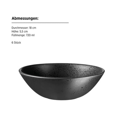 Purist Schüssel | 6-tlg. | Schwarz | Steinzeug | Made in Portugal